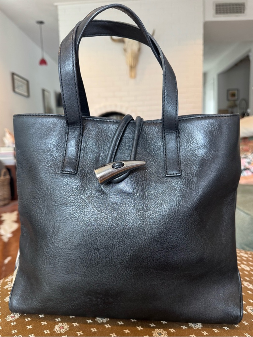 Burberry HayMarket Silver Horn Toggle Handbag - Picture 5 of 11
